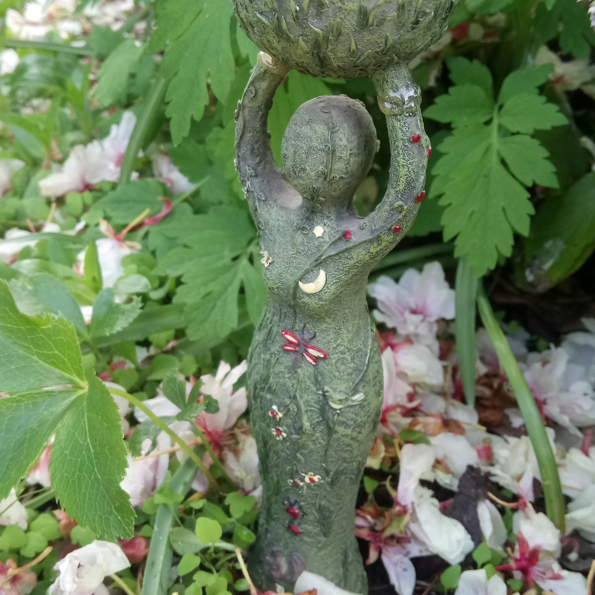 Goddess in sacred green space