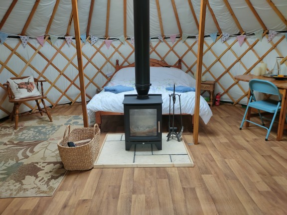 Yurt interior moongate retreats